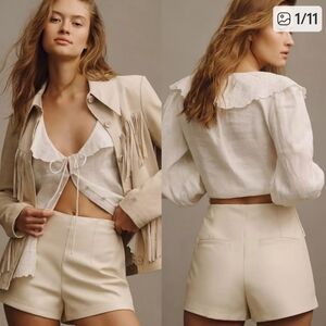 Anthropologie Maeve Faux Leather  tailored High Waist Women's Shorts Size 10 NEW